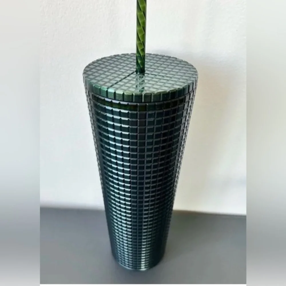 Starbucks venti tumbler green rainforest grid iridescent